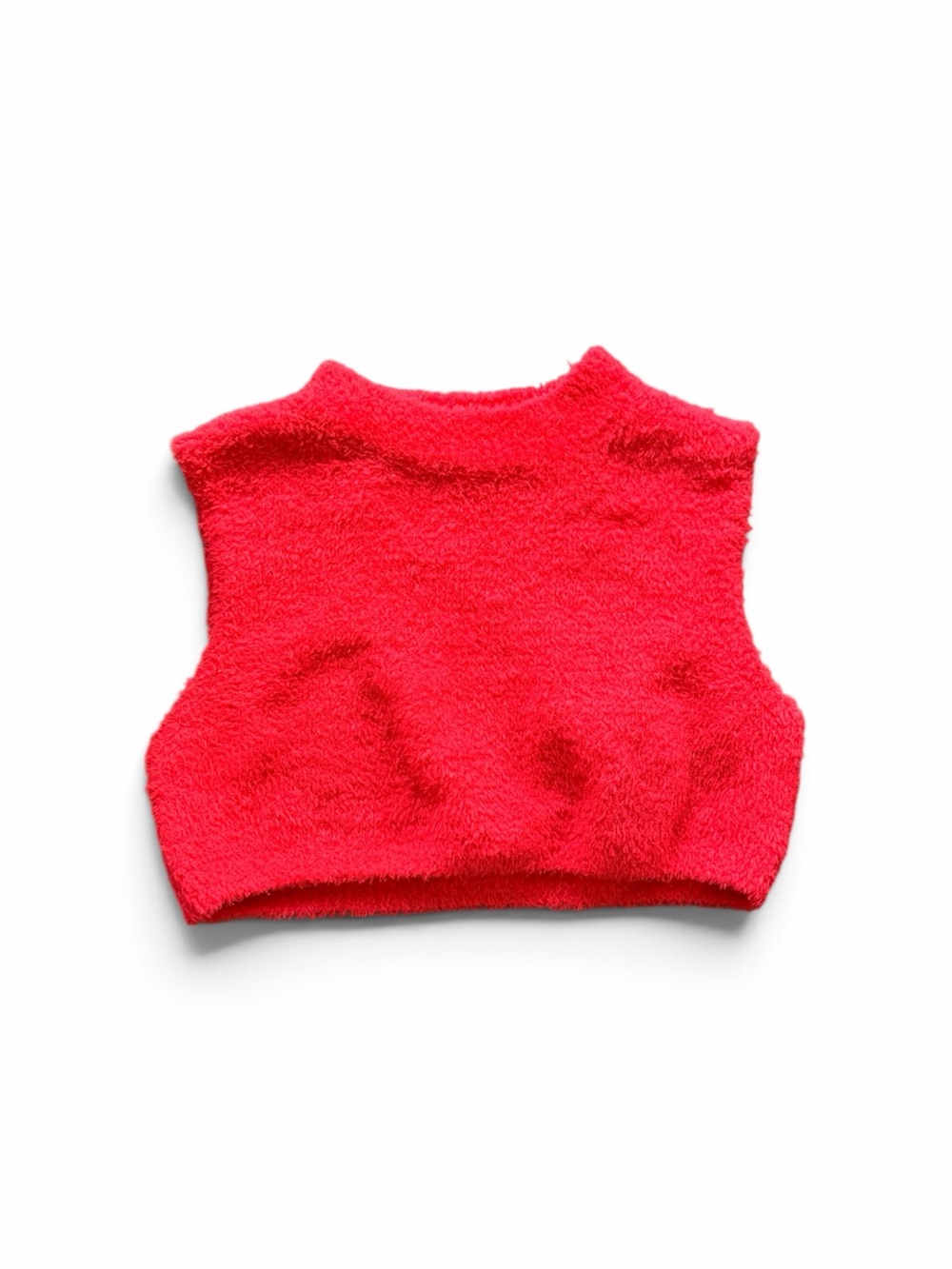 Finesse Fuzzy Sleeveless Crop Top - Bright Red size XS